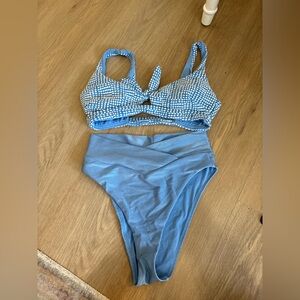 Aerie Blue High-Cut Bikini Set (Top & Bottom) Size M